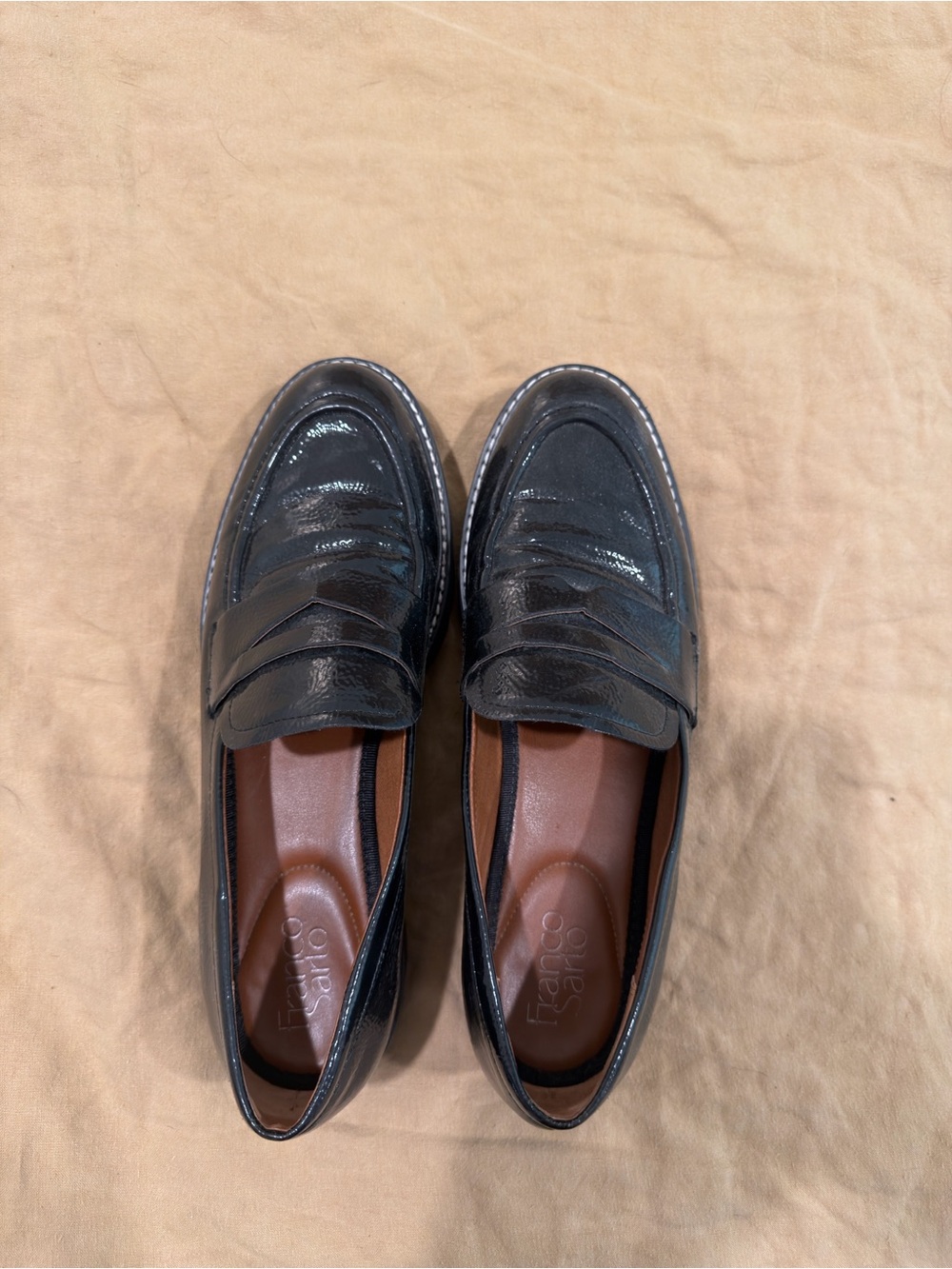 Franco Sarto Black Patent Chunky Loafers